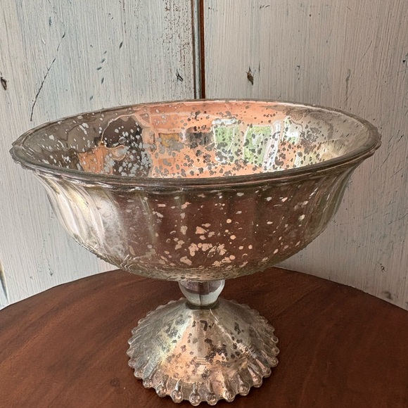 Silver Mercury Glass Pedestal Bowl - Picture 4 of 11